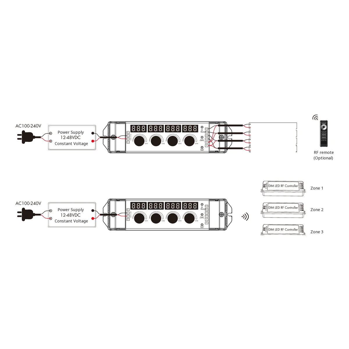 Skydance V1-KF LED dimmer official wiring and installation diagram