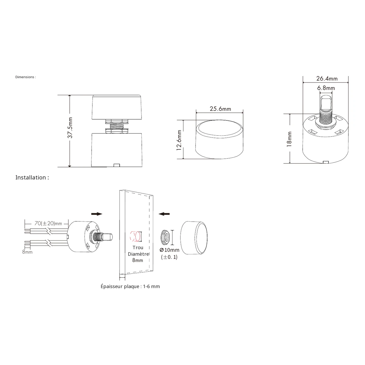 Variateur LED Skydance V1-KN : données techniques, commandes et plan coté