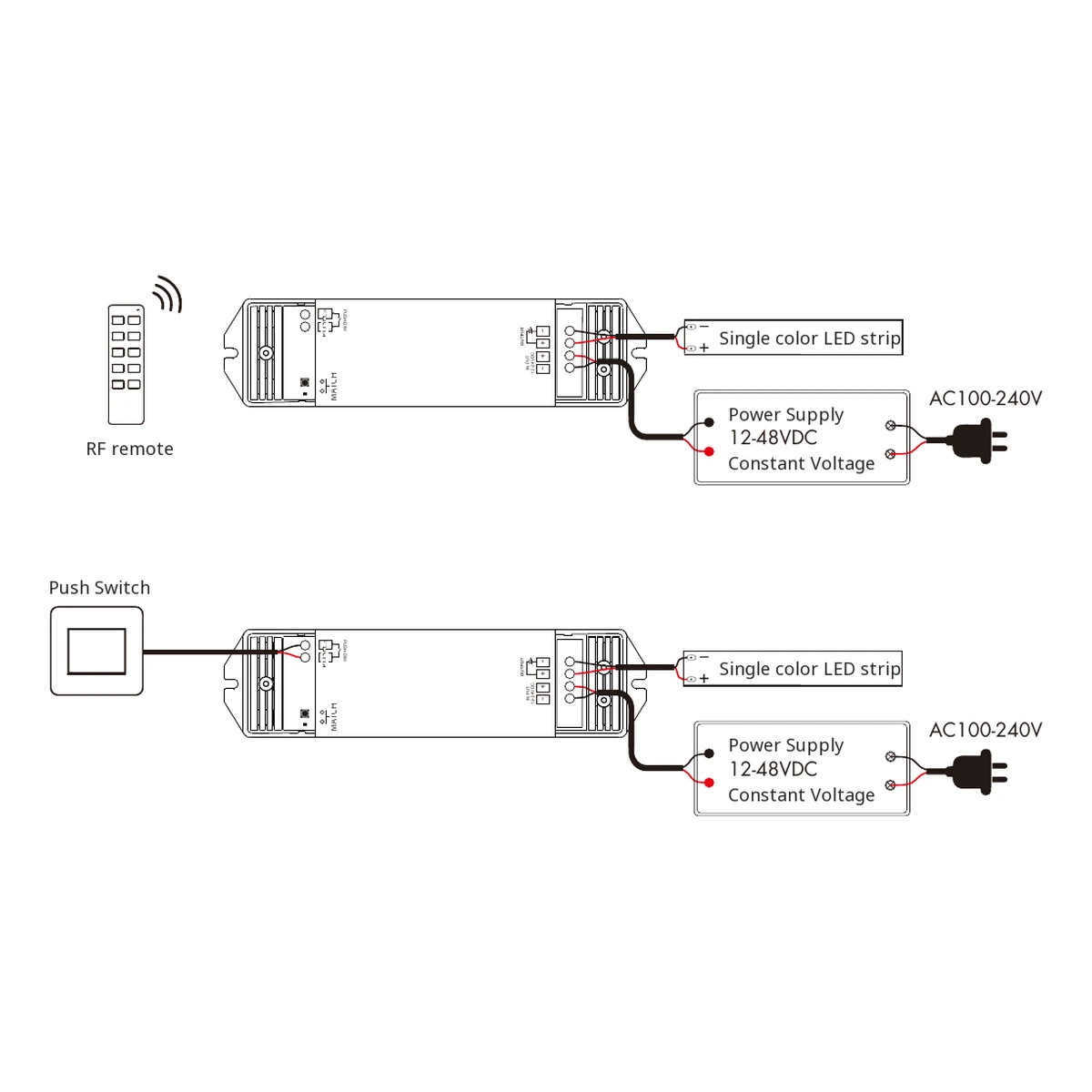 Skydance V1-L LED dimmer official wiring and installation diagram