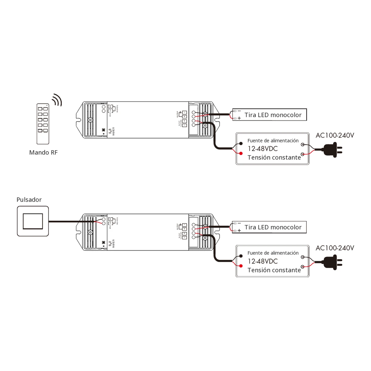 Dimmer LED Skydance V1-L: esquema oficial de conexión e instalación