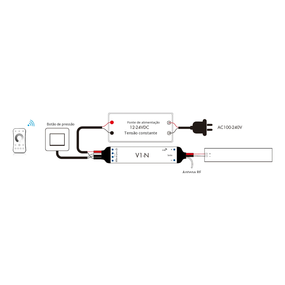 Dimmer LED Skydance V1-N: esquema oficial de ligação e instalação