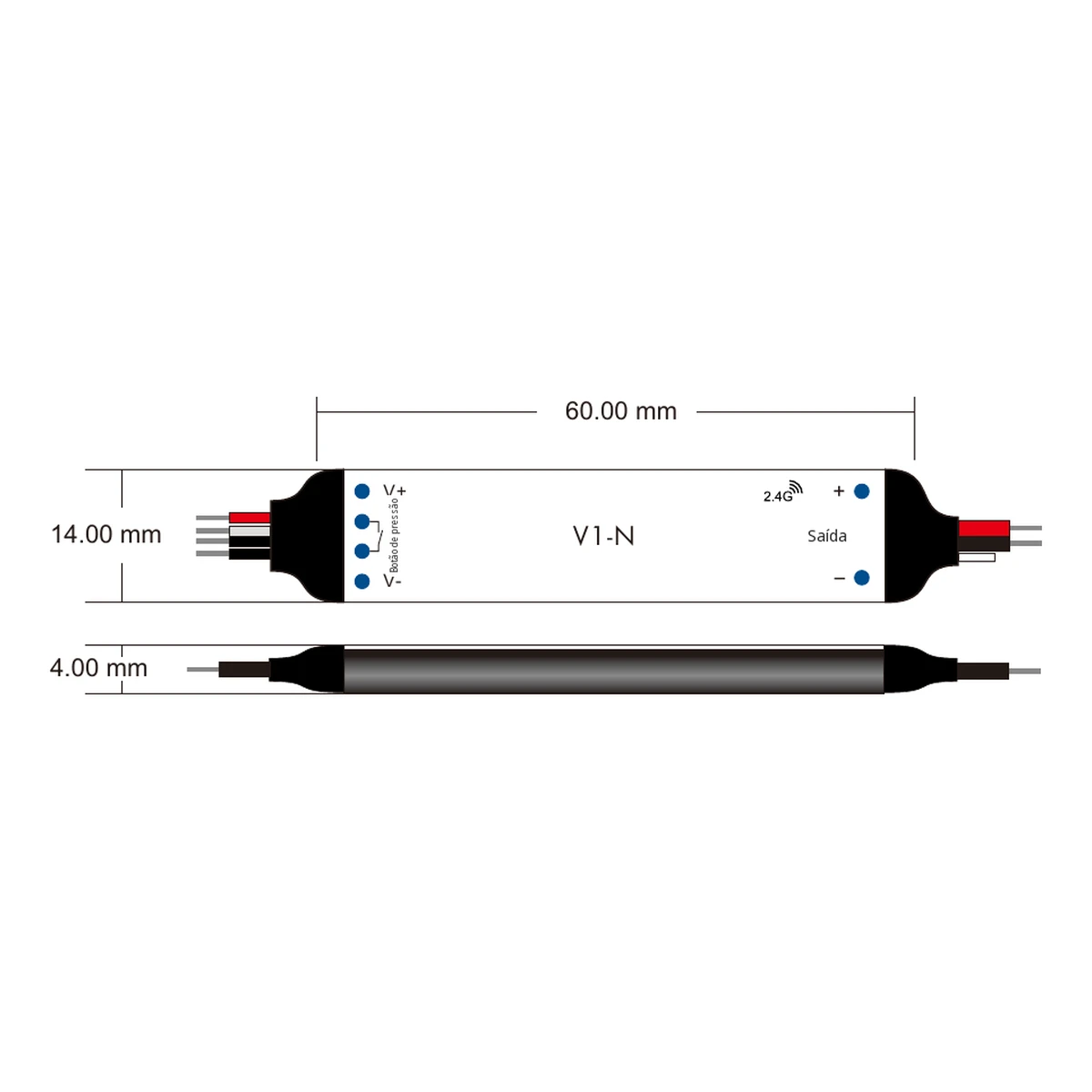 Dimmer LED Skydance V1-N: dados técnicos, controlos e desenho de dimensões