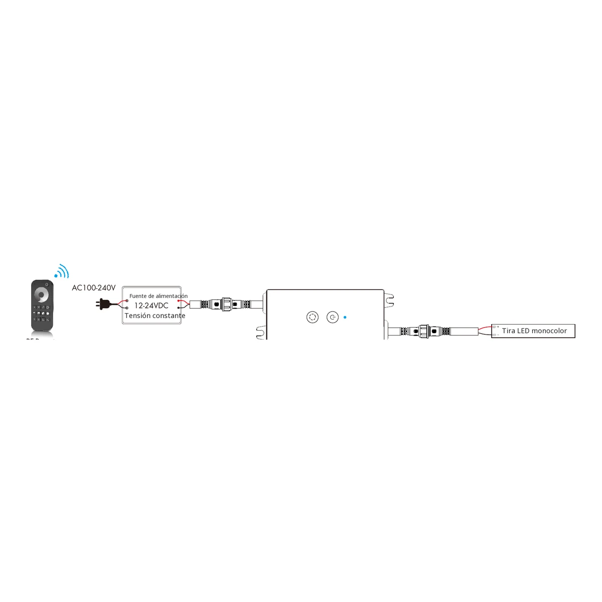 Conexión e instalación del dimmer LED Skydance V1-WPM Dimmer LED Skydance V1-WPM: esquema oficial de conexión e instalación
