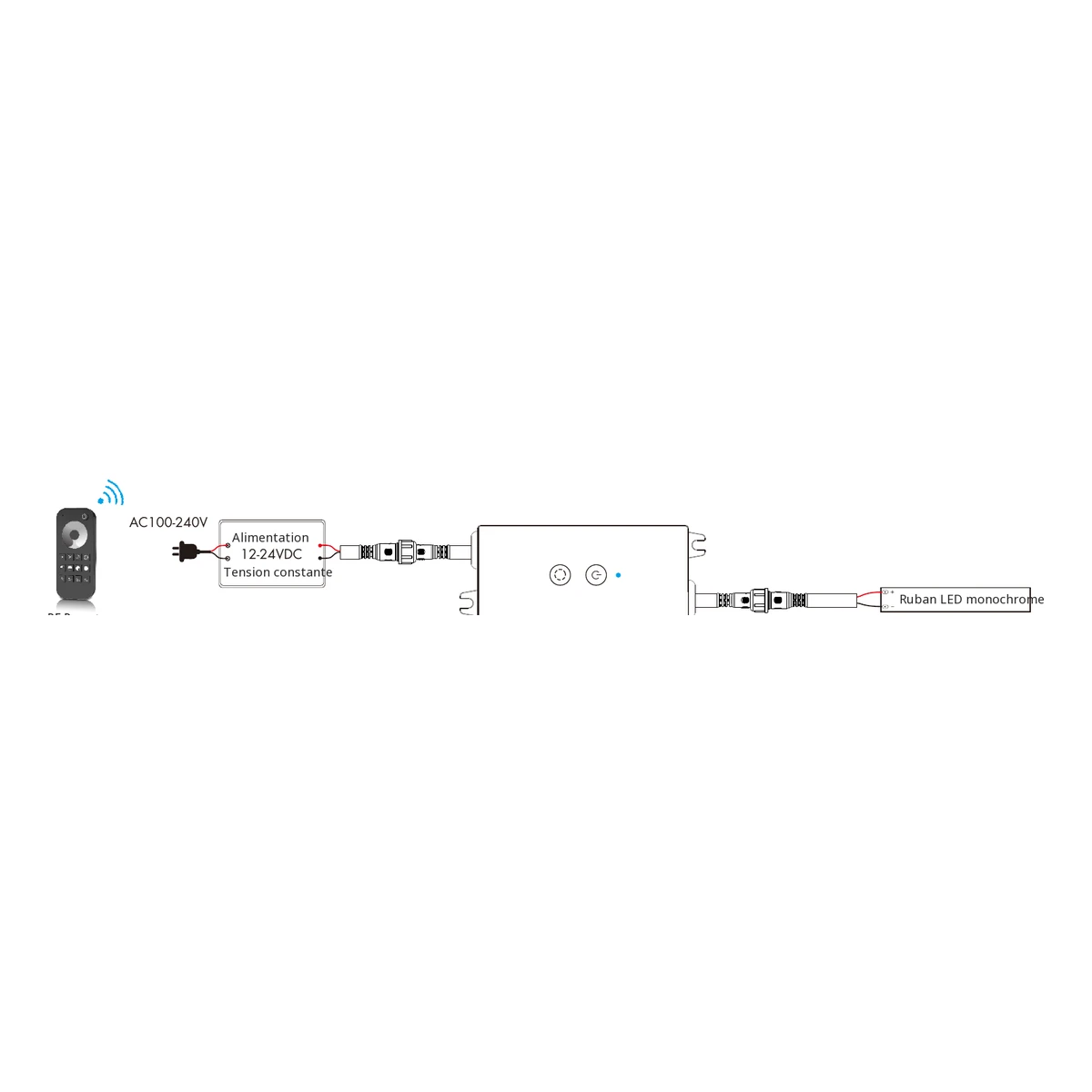 Variateur LED Skydance V1-WPM : schéma officiel de câblage et d’installation