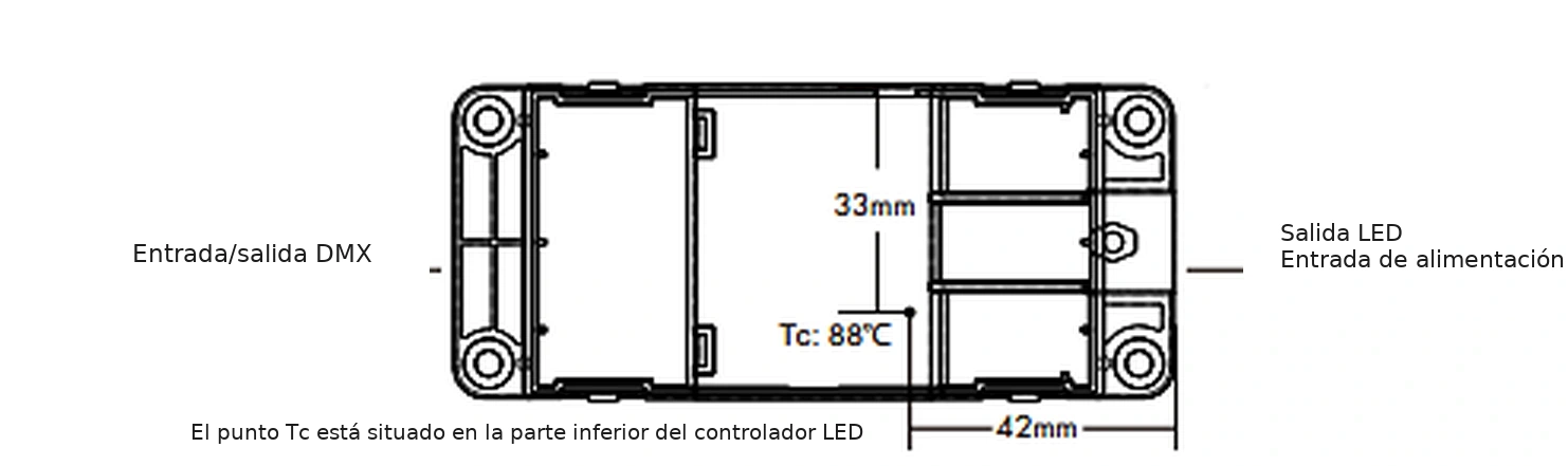 Decodificador DMX512 RDM 1 canal 20A 12-48V IP20 – D1 — dmx d1 tc croquis es