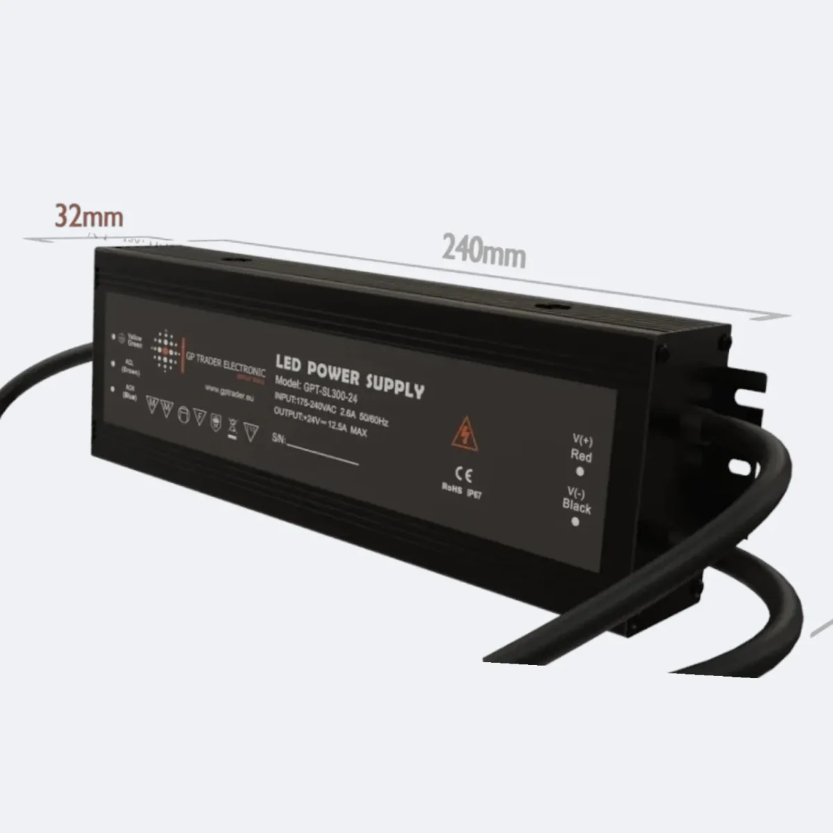 Fuente de Alimentación 250W - IP67 metálica - GP Trader Electronics