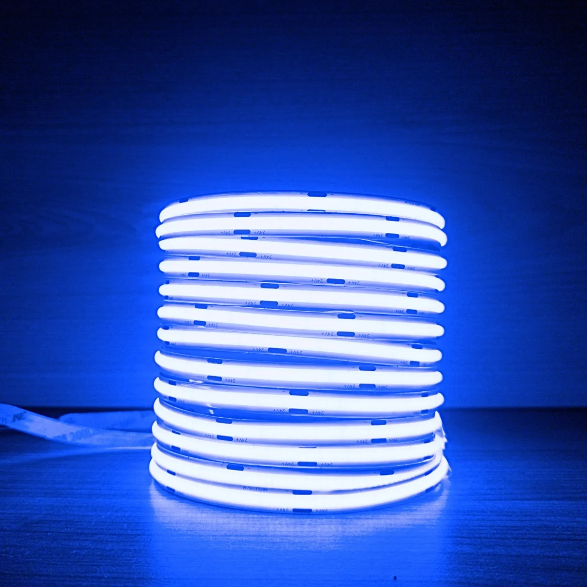 Bande LED COB Bleue 24V - 5m - 480LEDs/m - IRC>90Ra - 12W/m - IP20 - coupable tous les 5cm