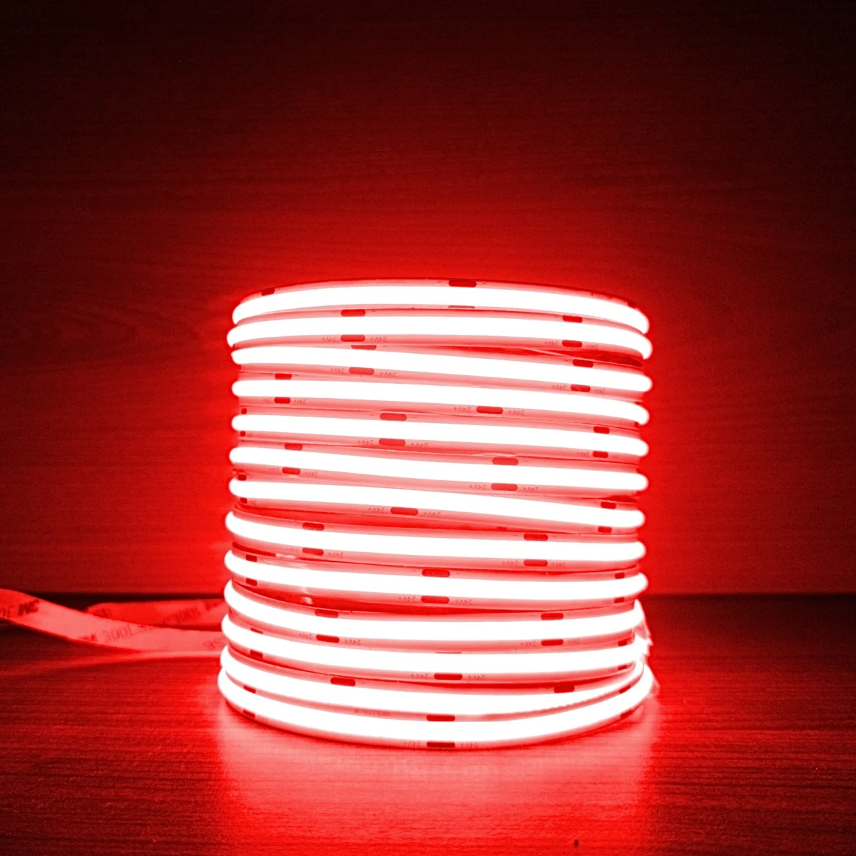 Bande LED COB 24V Rouge - 5 mètres - 480 LED/m - IRC >90 - 12W/m - IP20 - Coupable tous les 5cm