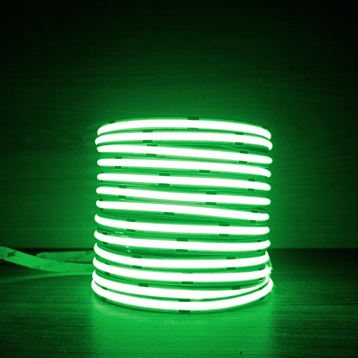 Bande LED COB Verte 24V - 5 mètres - 480 LEDs/m - IRC>90Ra - 12W/m - IP20 - coupable tous les 5cm