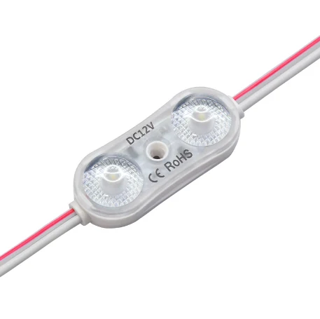 Module LED haute efficacité 170 lm/W avec 2 diodes SMD2835, angle 175°, 0,72W, 12VDC, IP67