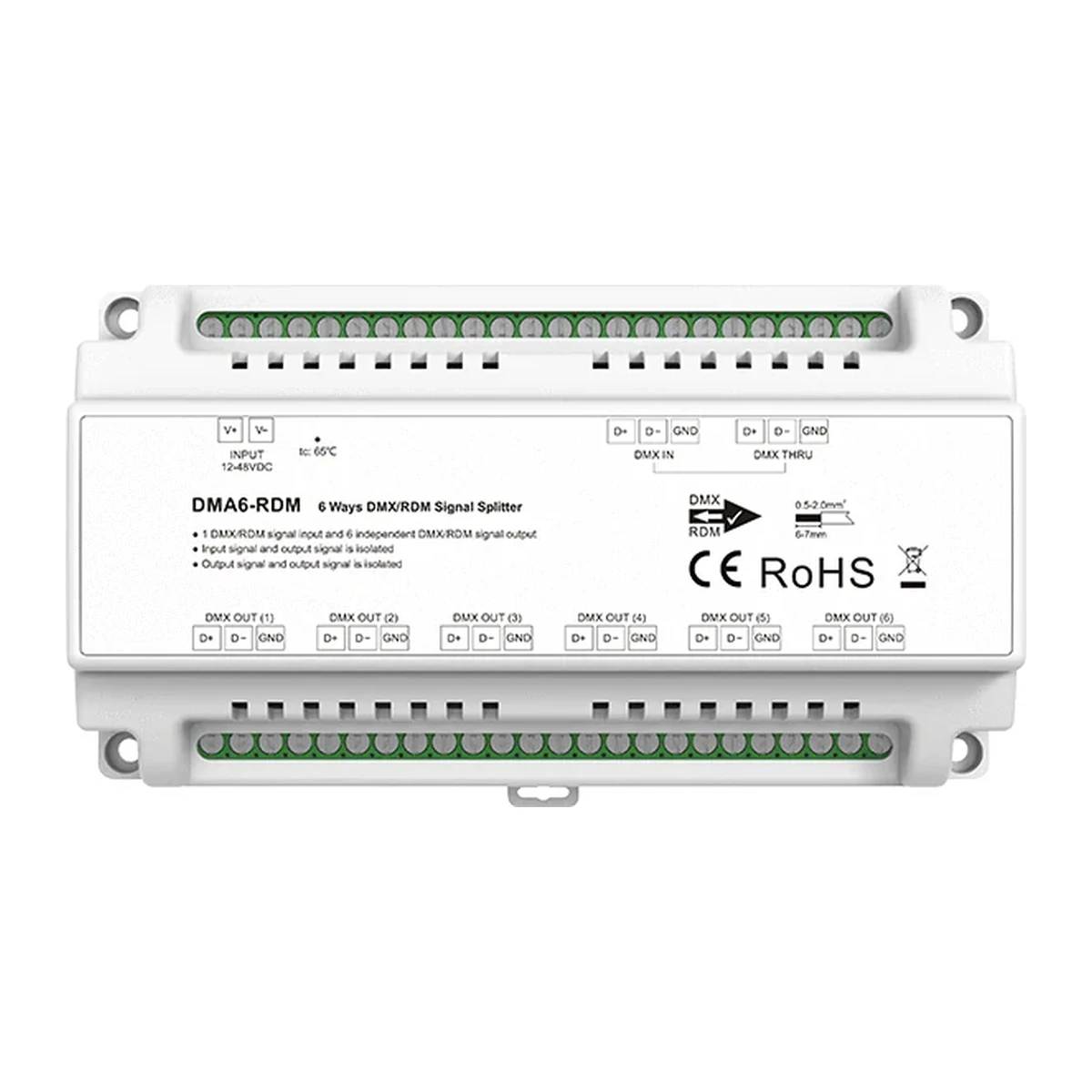 Amplificador y distribuidor de señal DMX512 6 salidas 12-48V DC – DMA6-RDM — skydance dmx dma6 rdm 2 1200 v2