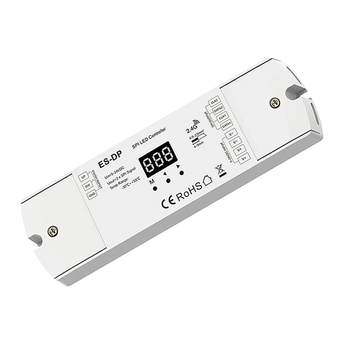 Controlador SPI LED ES-DP para fitas endereçáveis Skydance para controlo profissional de píxeis e fitas LED digitais