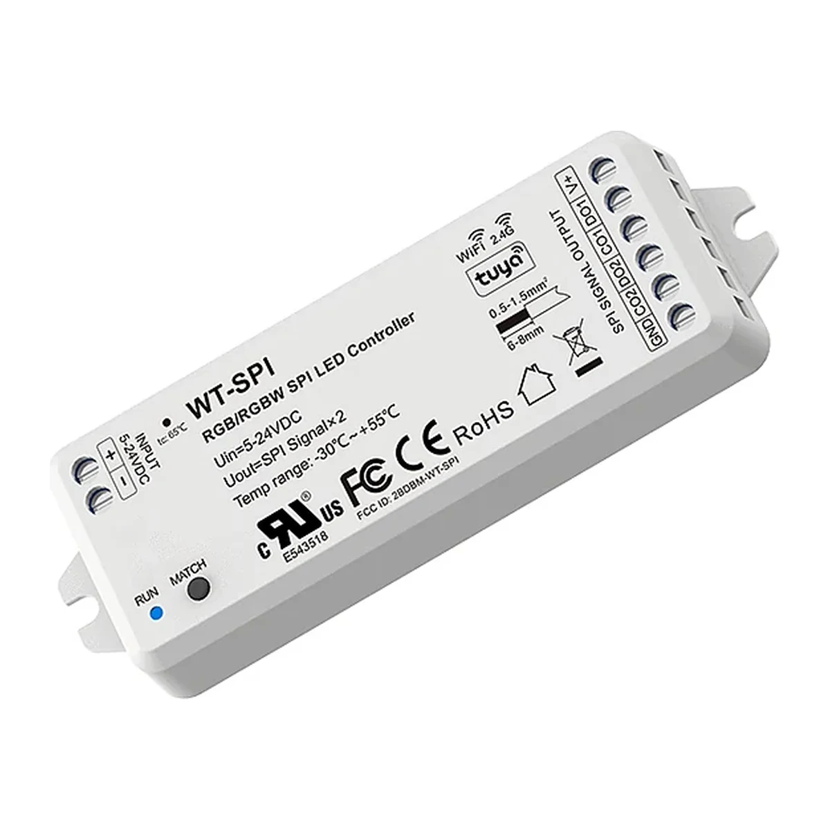 Controlador SPI LED WT-SPI-UL para fitas endereçáveis Skydance para controlo profissional de píxeis e fitas LED digitais