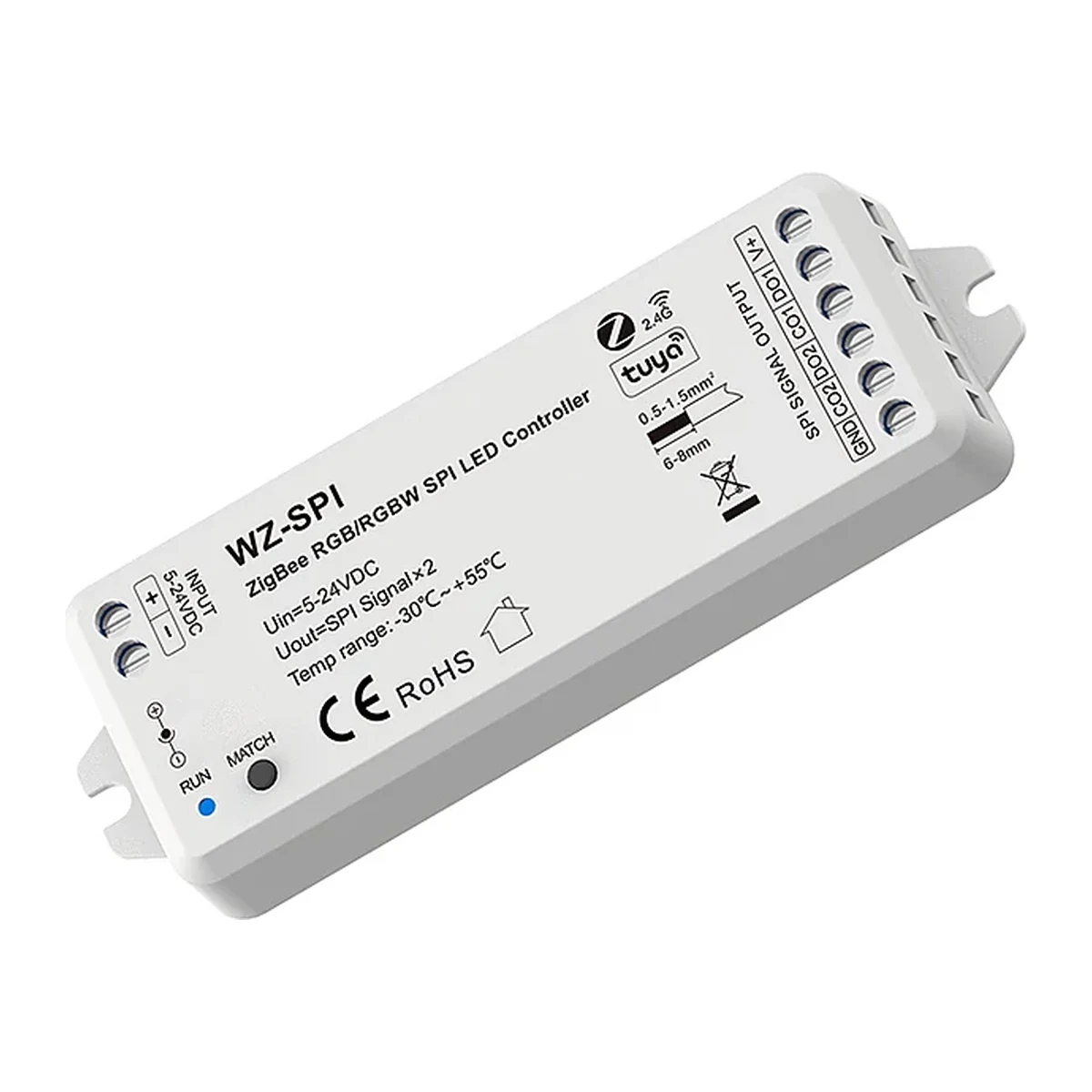 Controlador SPI LED WZ-SPI para fitas endereçáveis Skydance para controlo profissional de píxeis e fitas LED digitais