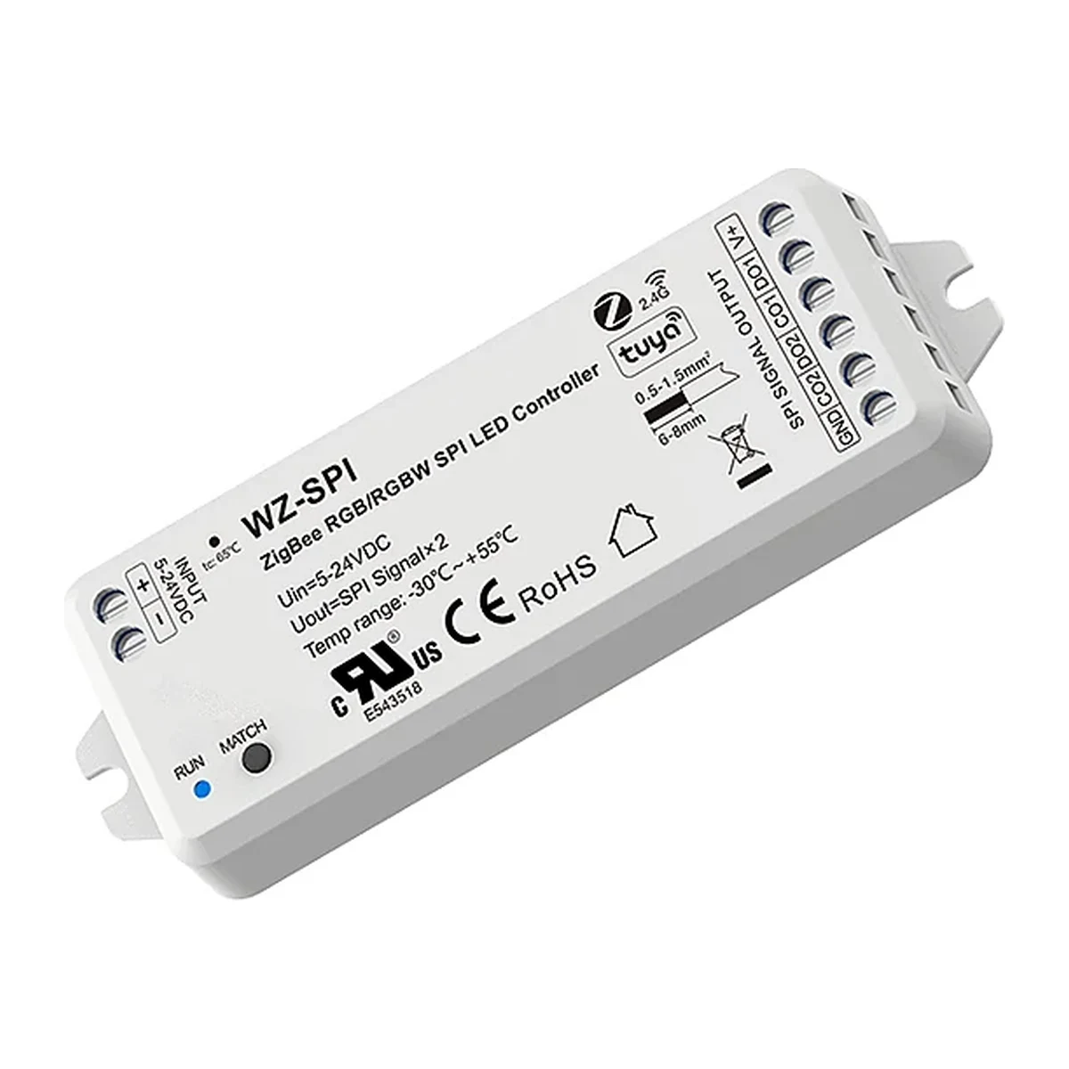 Controlador SPI LED WZ-SPI-UL para fitas endereçáveis Skydance para controlo profissional de píxeis e fitas LED digitais