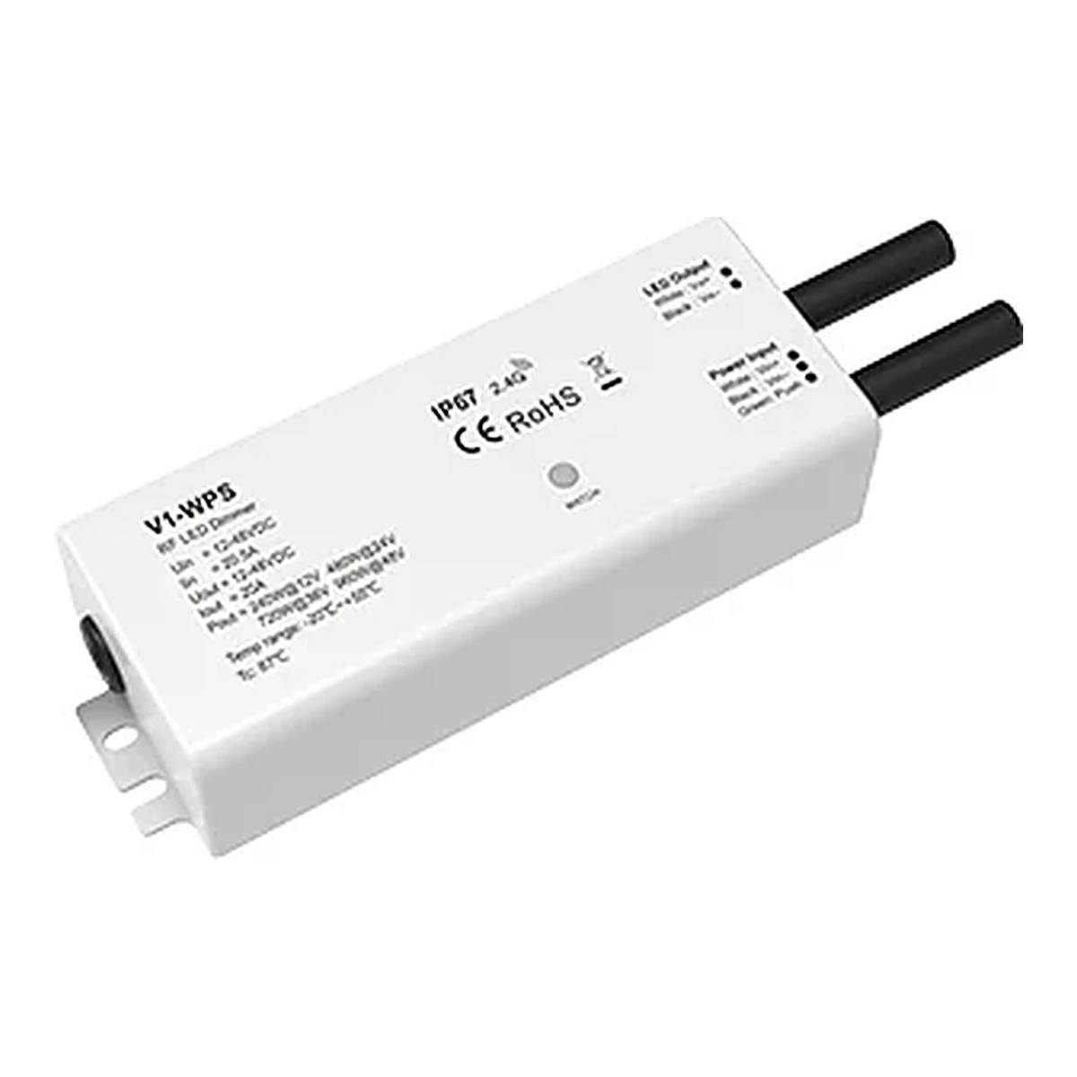 Regulador LED V1-WPS de 1 canal e 20A para fitas LED de 12-48V